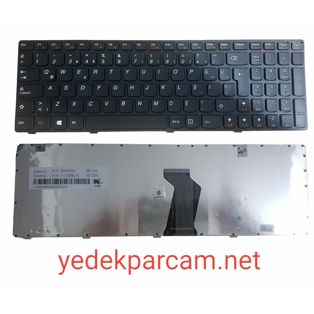 NOTEBOOK KLAVYE LENOVO IDEAPAD G580 Z580 Z585 Z585 Z585A SİYAH ÇERÇEVE