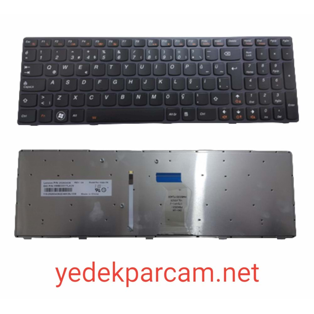 NOTEBOOK KLAVYE LENOVO Y580 SİYAH GRİ ÇERÇEVE IŞIKLI TÜRKÇE