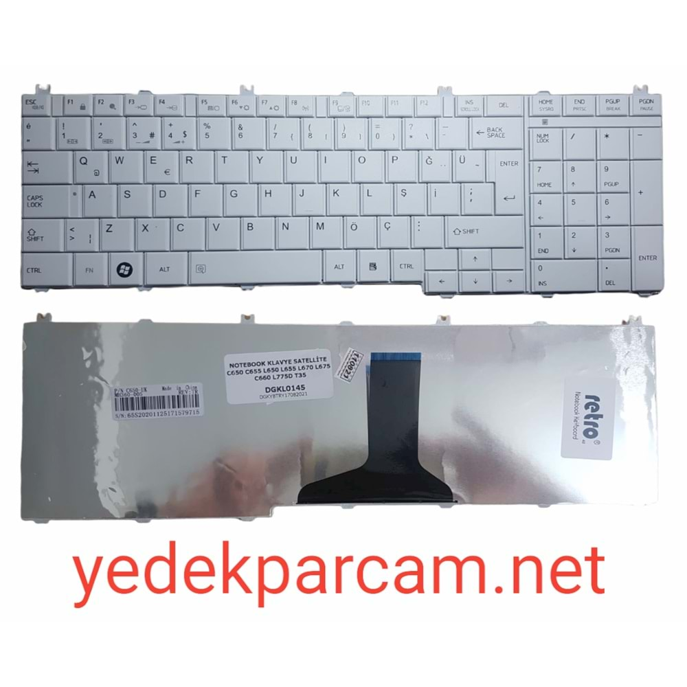 NOTEBOOK KLAVYE SATELLİTE C650 L650 L670 C660 L775D T35 TURKÇE BEYAZ