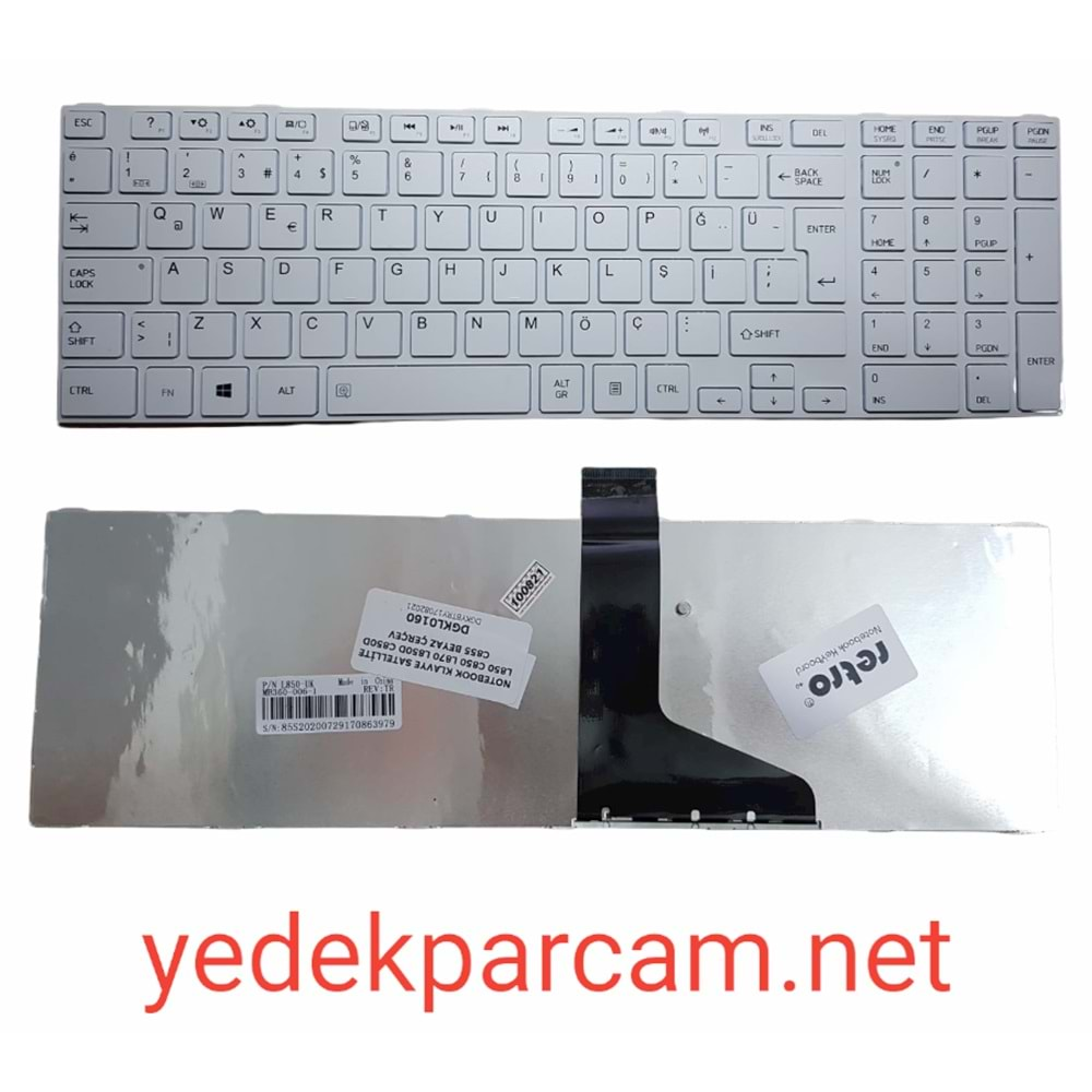 NOTEBOOK KLAVYE SATELLİTE L850 C850 L870 L850D C850D C855 BEYAZ ÇERÇEV