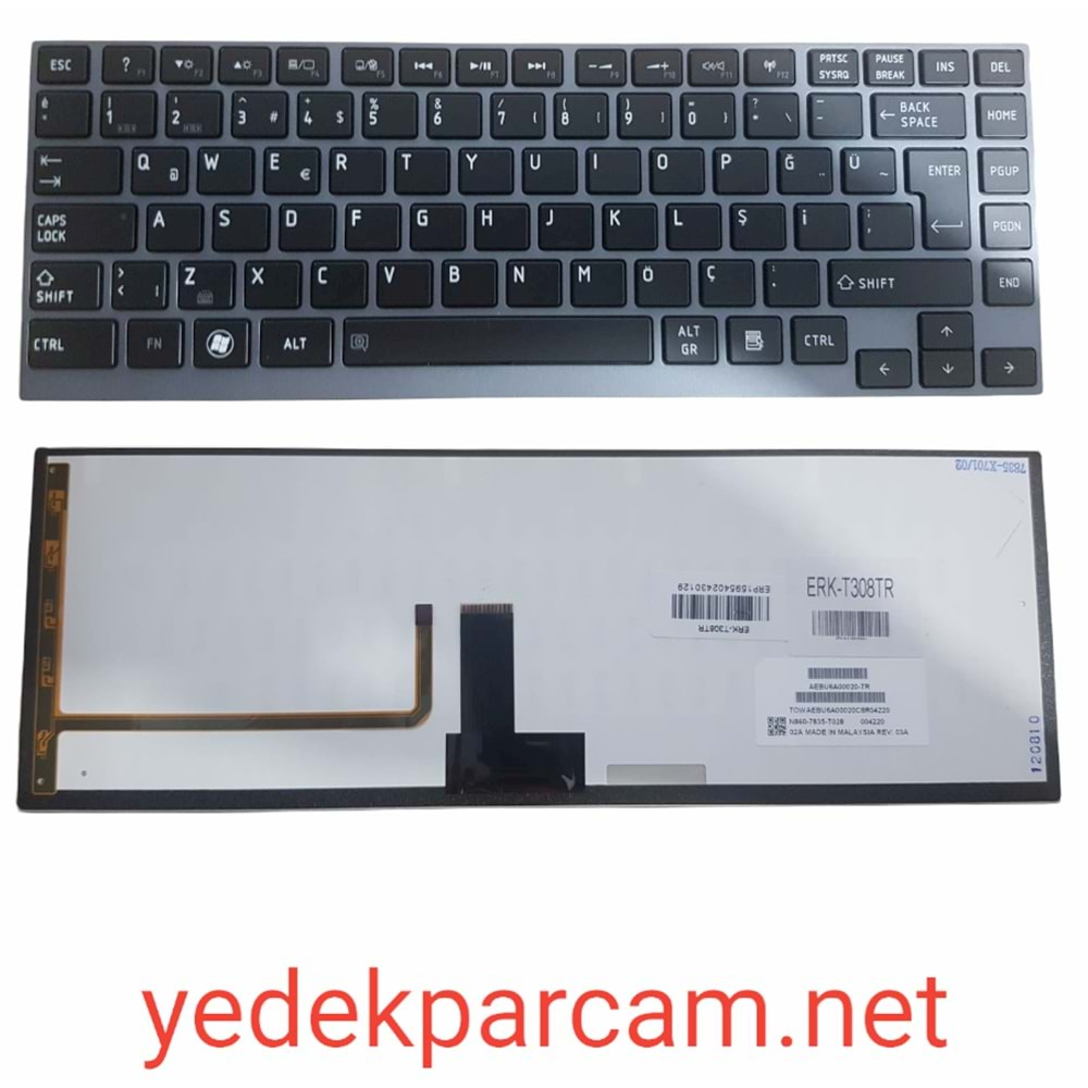 NOTEBOOK KLAVYE PORTEGE Z835 Z830 U900 U945 U840 SİYAH GRİ ÇERÇEVE IŞI