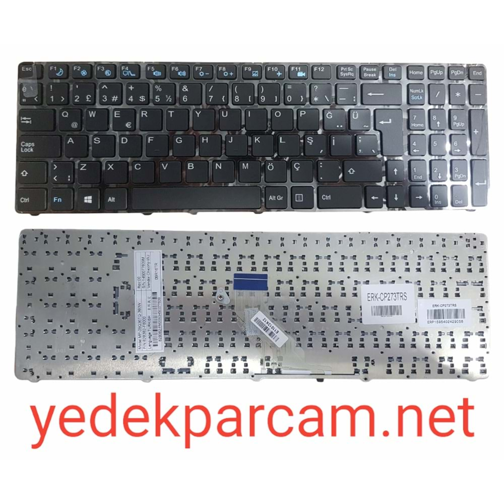 NOTEBOOK KLAVYE CASPER MT50 MT51 MT55 CKY-CHY-CKU-CHU SİYAH ÇERÇEVELİ