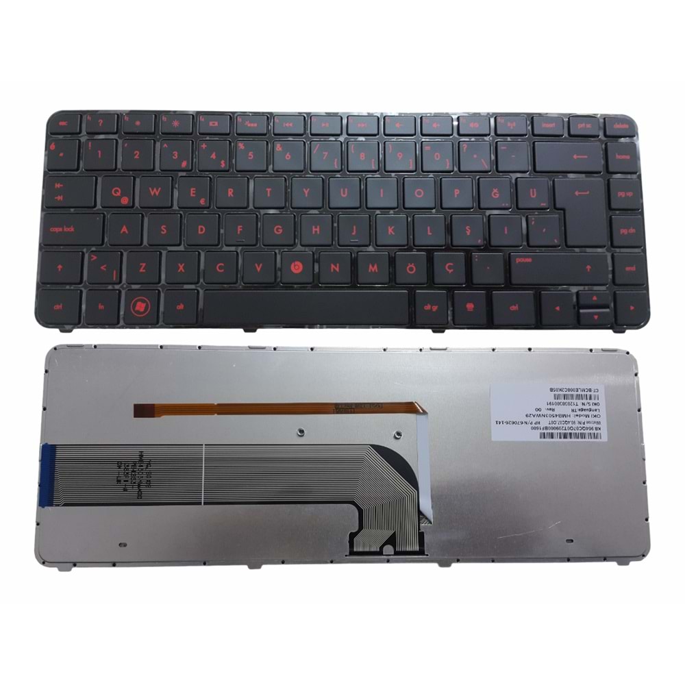 NOTEBOOK KLAVYE HP PAVİLİON DM4-3000 SİYAH ÇERÇEVELİ KIRIMIZI TUŞ IŞI