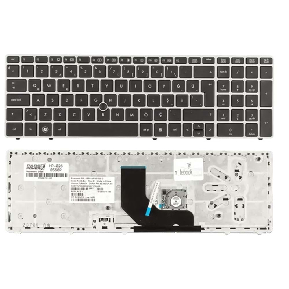 NOTEBOOK KLAVYE HP 8560P SİYAH SİLVER ÇERÇEVE TÜRKÇE