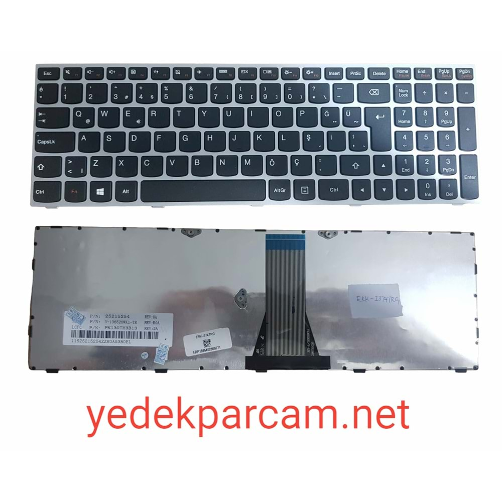 NOTEBOOK KLAVYE LENOVO G5030 G5045 G5070 Z5070 SİYAH SİLVER ÇERÇEVE