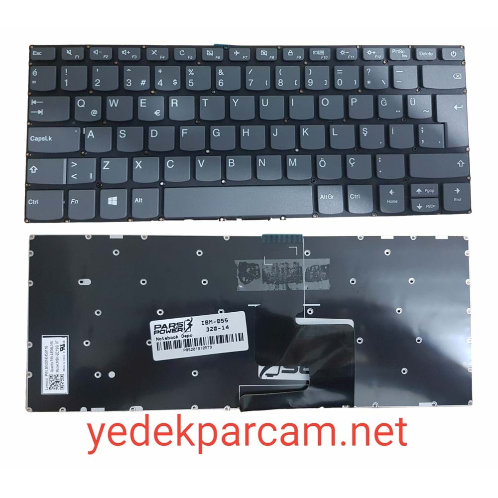 NOTEBOOK KLAVYE LENOVO IDEAPAD 320-14IKB GRI ÇERÇEVESİZ TÜRKÇE