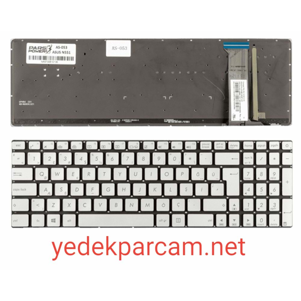 NOTEBOOK KLAVYE ASUS VIVOBOOK PRO N552V TURKÇE SILVER ÇERÇEVESİZ IŞIKL