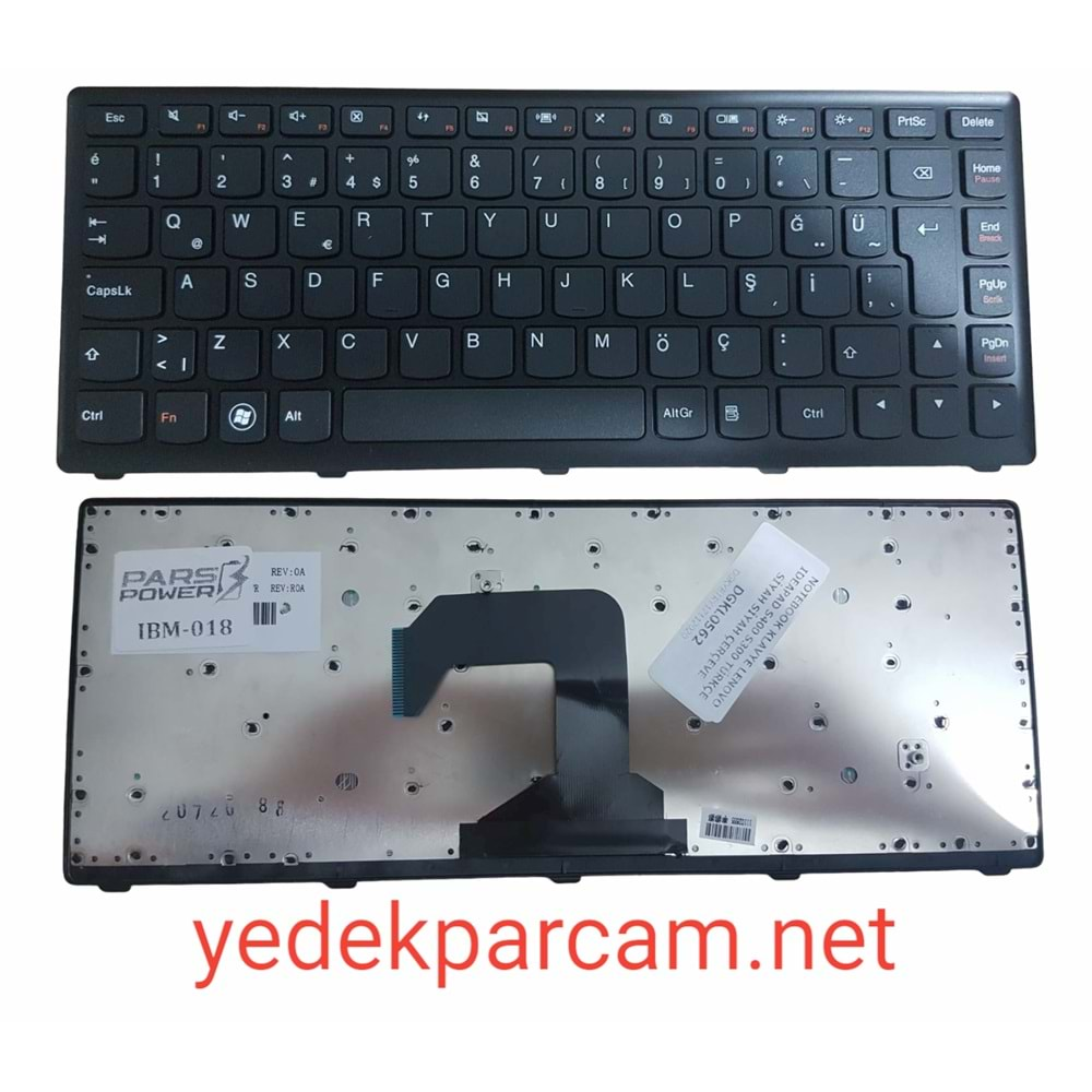 NOTEBOOK KLAVYE LENOVO IDEAPAD S400 S300 TÜRKÇE SİYAH SİYAH ÇERÇEVE