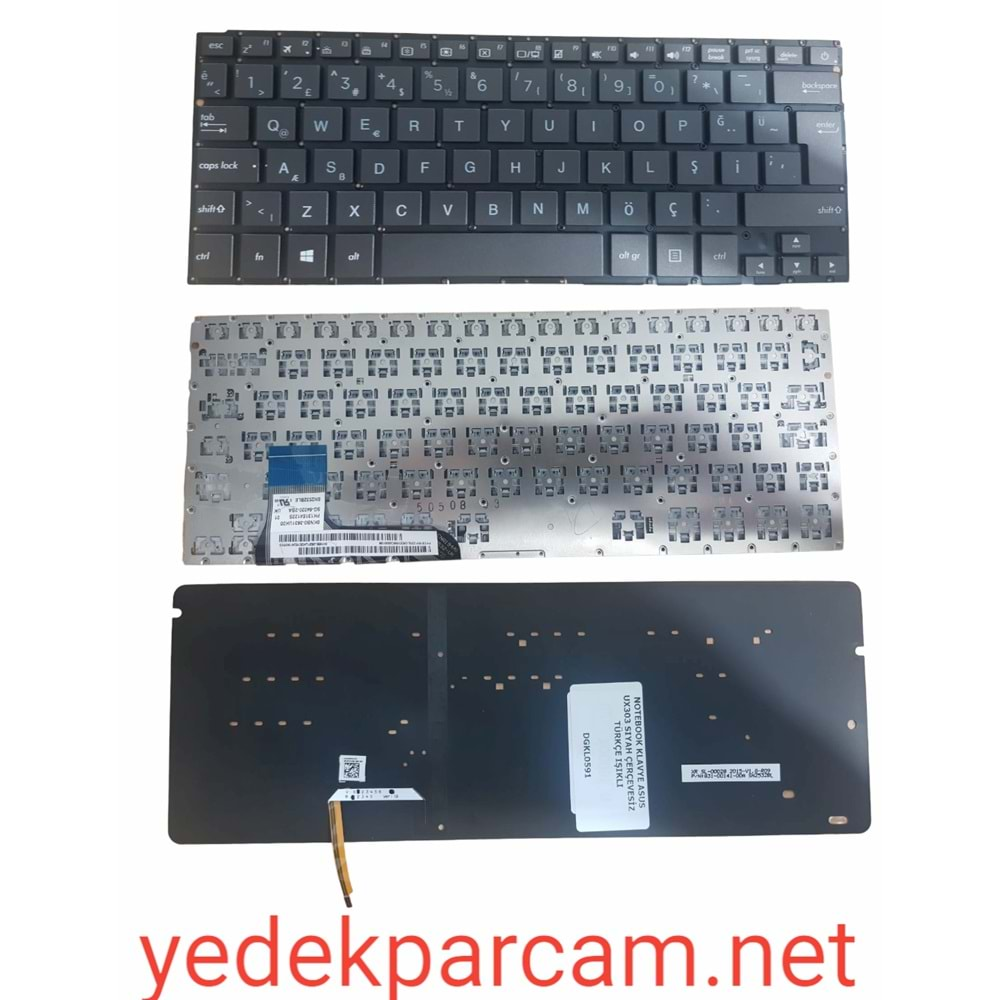 NOTEBOOK KLAVYE ASUS UX303 SIYAH ÇERÇEVESİZ TÜRKÇE IŞIKLI