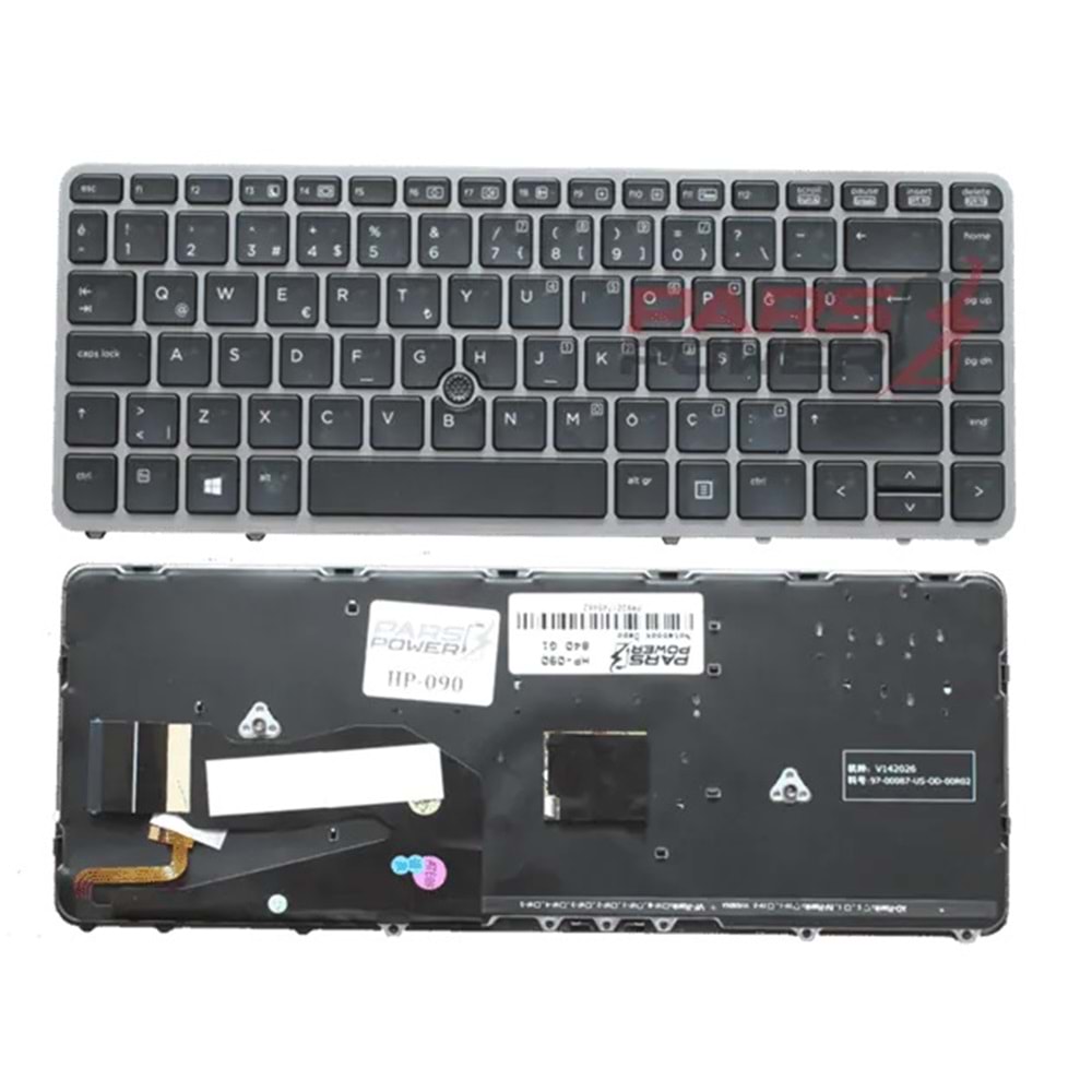 NOTEBOOK KLAVYE HP ELITBOOK 840 850 740 G1 G2 TR SİYAH SILVER Ç.IŞIKLI