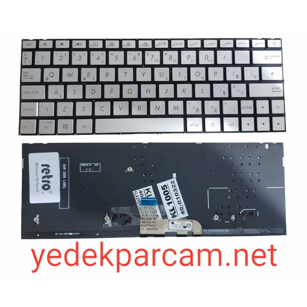 NOTEBOOK KLAVYE ASUS UX333F SILVER TR IŞIKLI