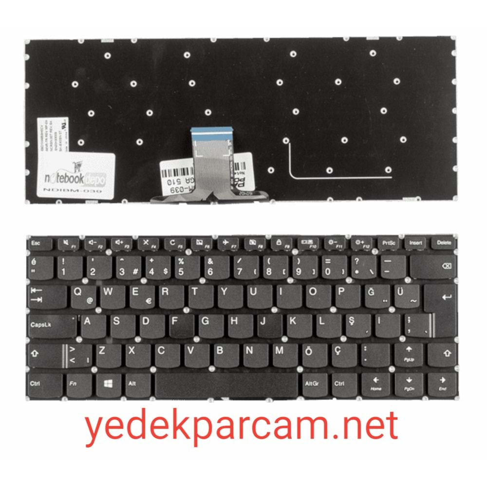 NOTEBOOK KLAVYE LENOVO YOGA 510-14AST 80S9 80VB SİYAH ÇERÇEVESİZ