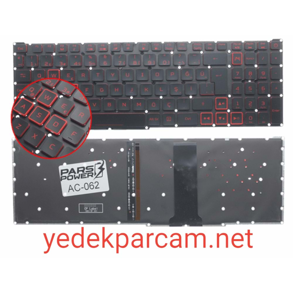 NOTEBOOK KLAVYE ACER NITRO 5 AN515-55 N17C1 IŞIKLI TÜRKÇE ÇERÇEVESİ