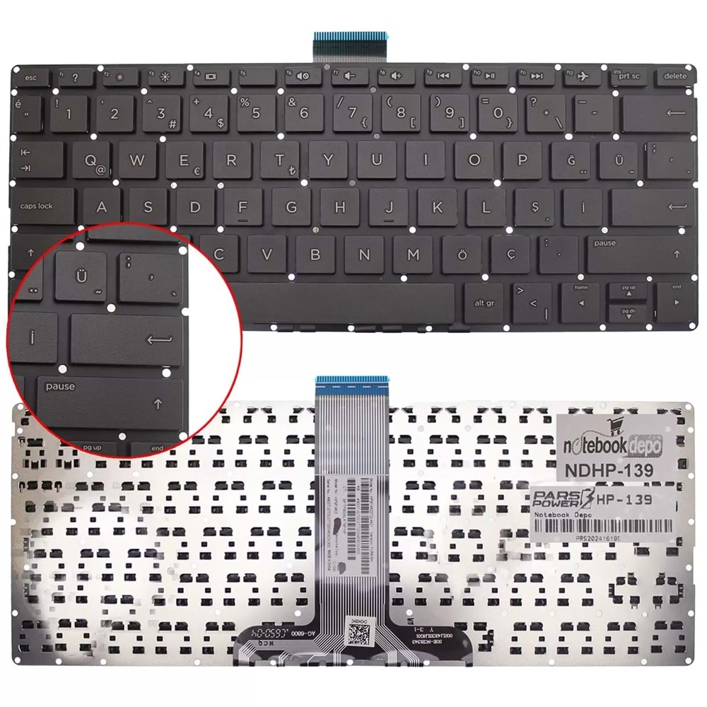 NOTEBOOK KLAVYE HP PAVILION X360 310 G1 SİYAH TÜRKÇE ÇERÇEVESİZ