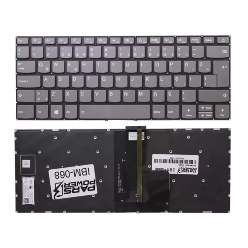 NOTEBOOK KLAVYE LENOVO IDEAPAD 320-14IKB GRI ÇERÇEVESİZ IŞIKLI TÜRKÇE