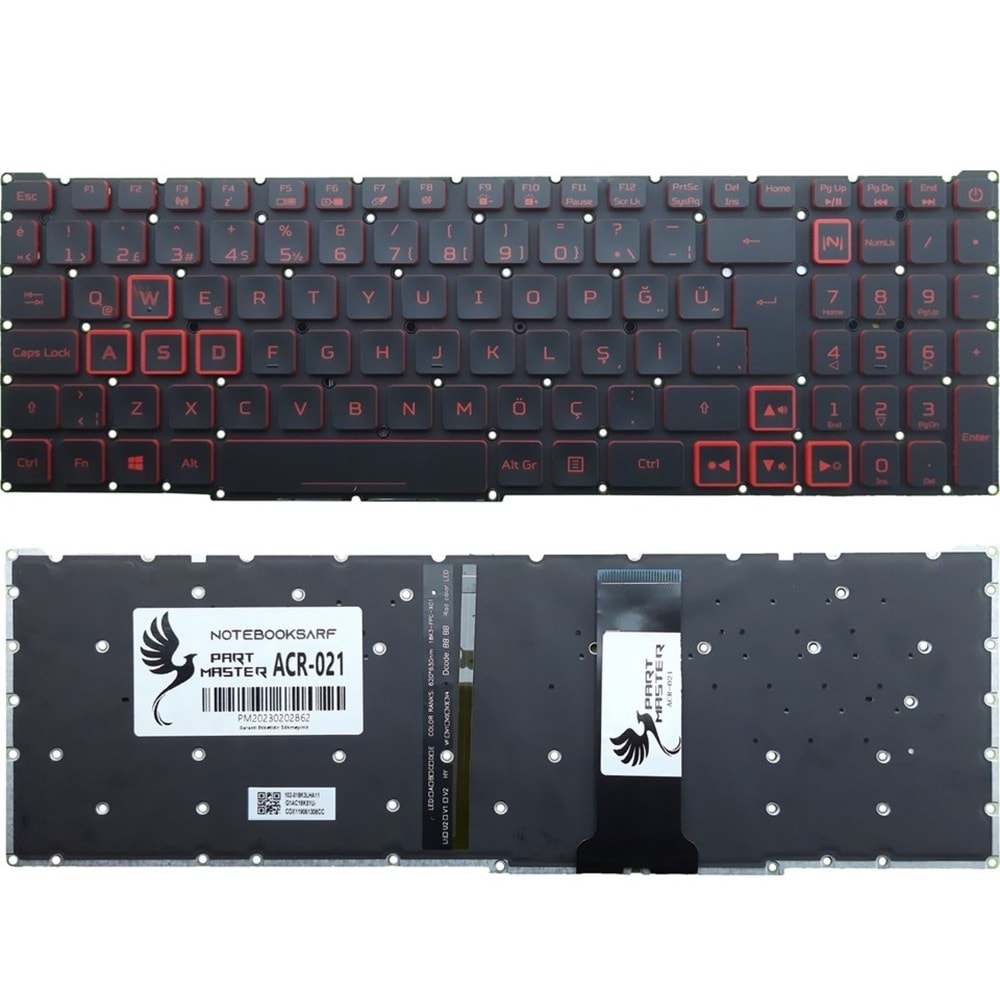 KLAVYE ACER NITRO AN515 NC20C1 TÜRKÇE SİYAH IŞIKLI KIRMIZI TUŞ POWER B