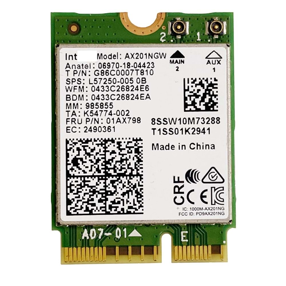 Notebook Wifi Kart AX-201NGW Bluetooth 5.0 NGFF