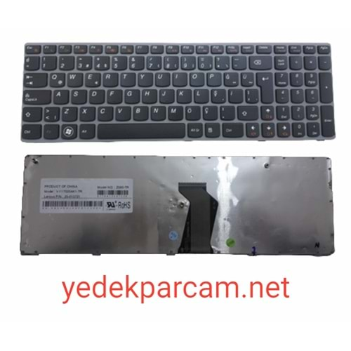 NOTEBOOK KLAVYE LENOVO IDEAPAD Z560 Z560A Z565A G570 SİYAH GRİ ÇERÇEVE