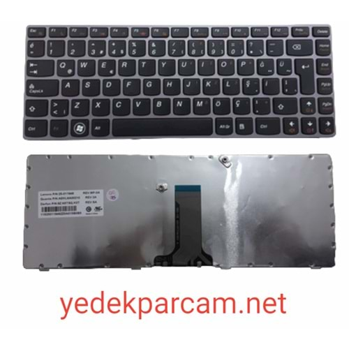 NOTEBOOK KLAVYE LENOVO Z470 SİYAH GRİ ÇERÇEVE TÜRKÇE