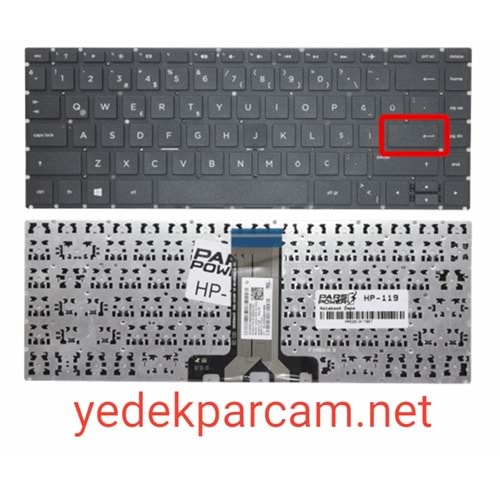 KLAVYE HP 14-BS BW BA 240 245 G6 TR ÇERÇEVESİZ KÜÇÜK ENTER SİYAH