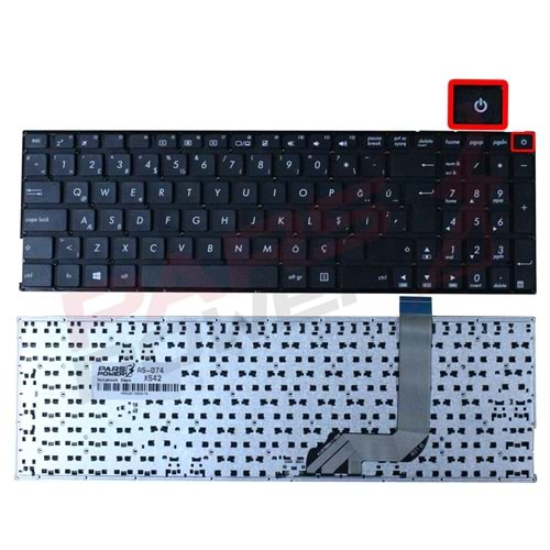 NOTEBOOK KLAVYE ASUS X542 SİYAH ÇERÇEVESİZ POWER BUTTONLU