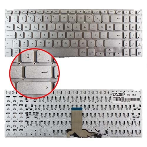 NOTEBOOK KLAVYE ASUS X509D X509J SILVER ÇERÇEVESİZ POWER BUTTONLU