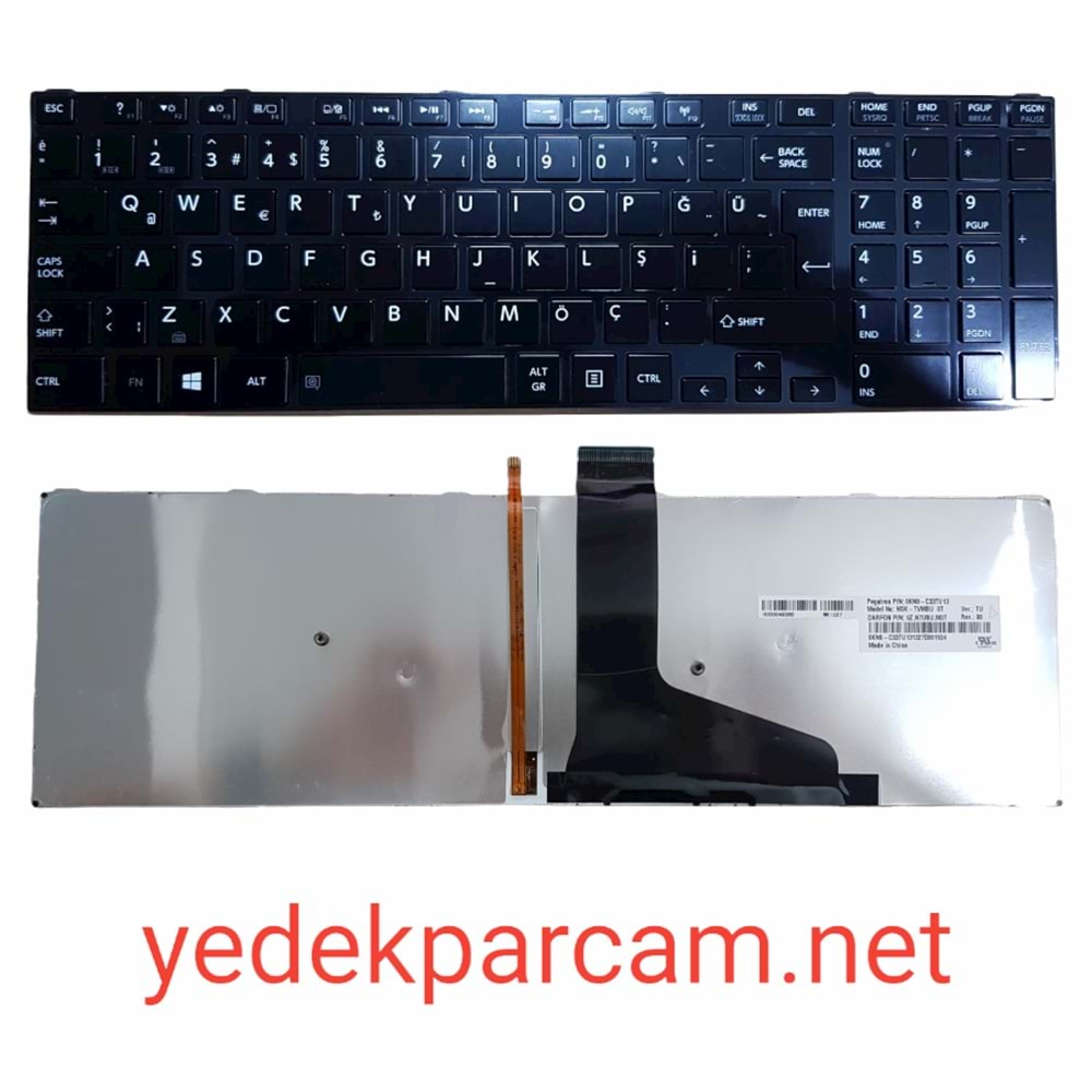 NOTEBOOK KLAVYE SATELLİTE C850 C855 L850 L870 SİYAH SİYAH ÇERÇEVE IŞI