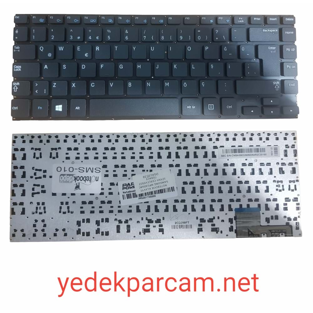 NOTEBOOK KLAVYE SAMSUNG NP530U4C SİYAH ÇERÇEVESİZ TÜRKÇE