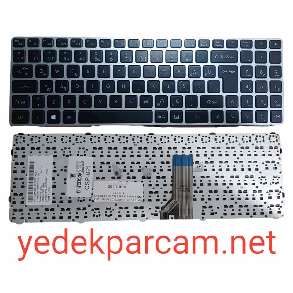 NOTEBOOK KLAVYE CASPER TWD GNB 1566 SİYAH SİLVER ÇERÇEVE TÜRKÇE