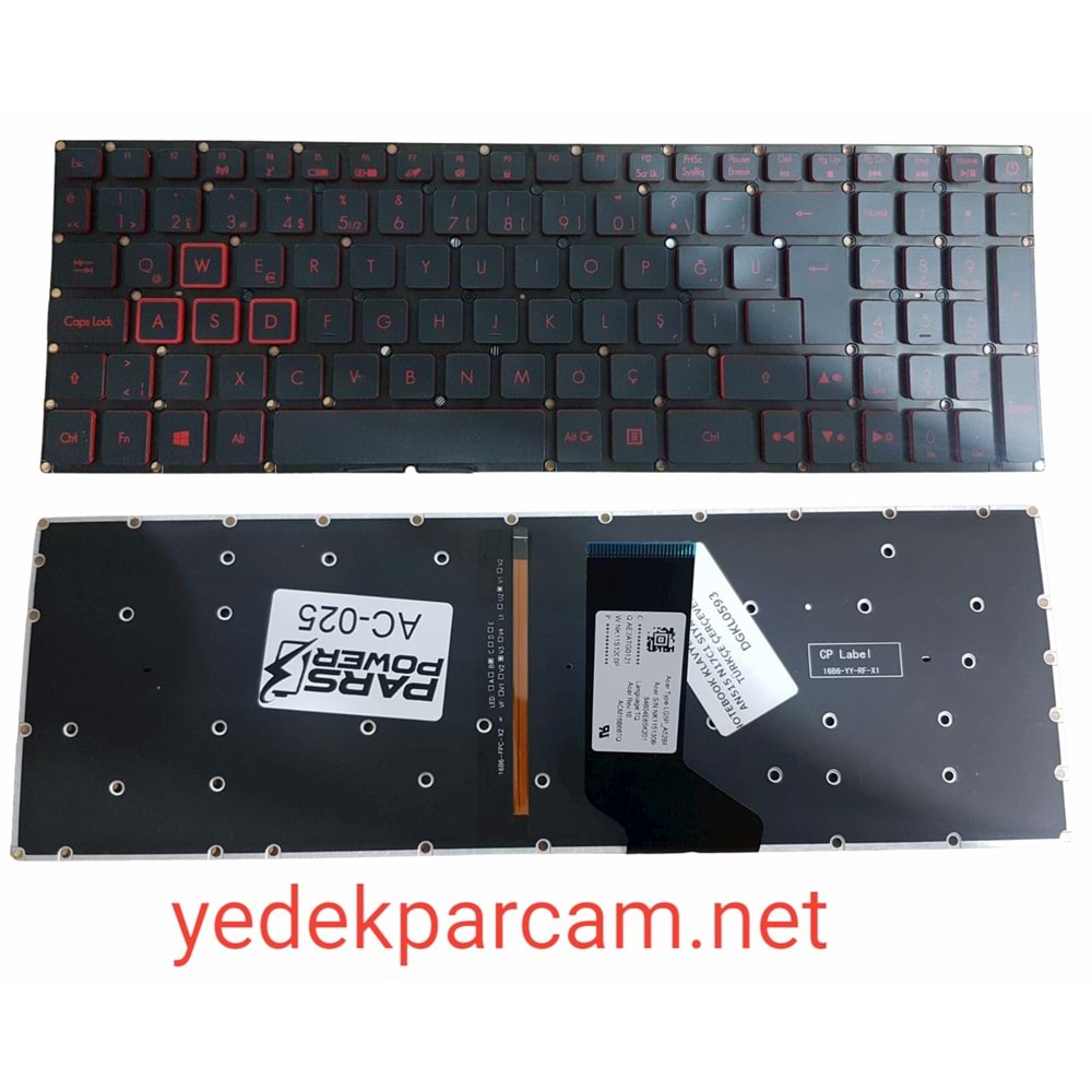 NOTEBOOK KLAVYE ACER NITRO 5 AN515-51 N17C1 IŞIKLI TÜRKÇE ÇERÇEVESİ