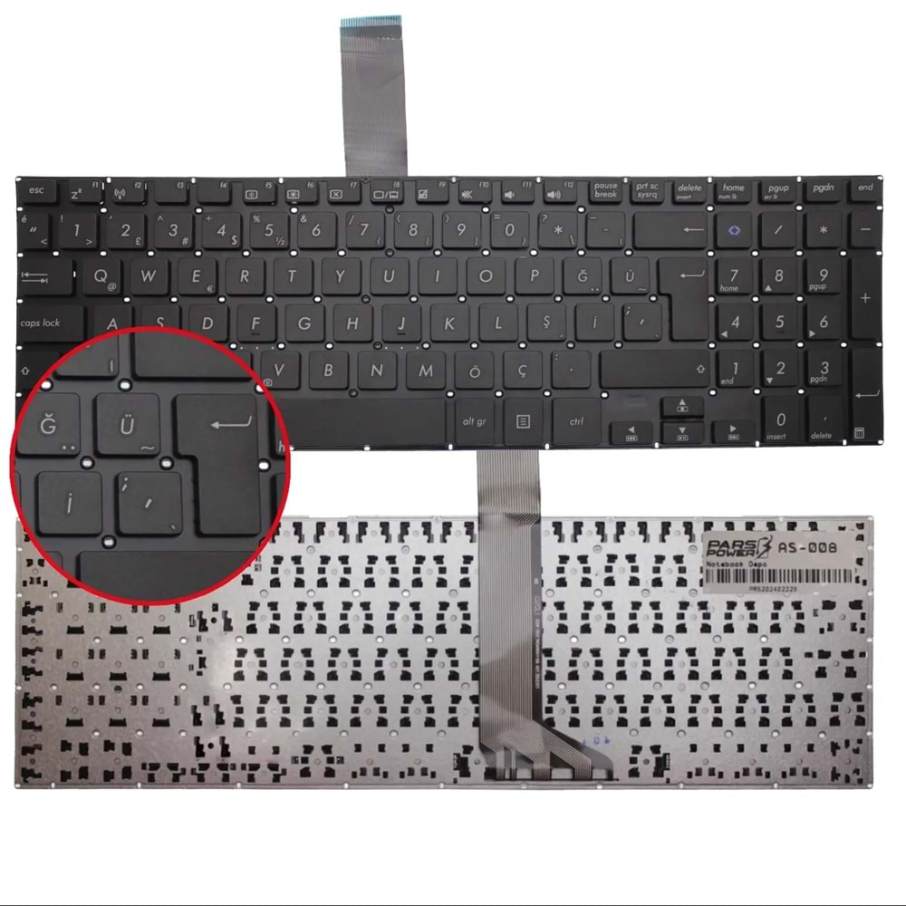 NOTEBOOK KLAVYE ASUS K551 R553 S551 V551 TP501 SİYAH ÇERÇEVESİZ TÜRKÇE