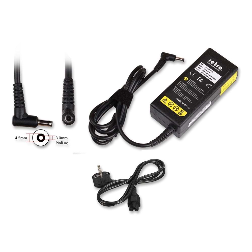 ADAPTOR DCA-AS06 19V 3.42A 65W ORTASI PINLI 4.5mm\3.0mm
